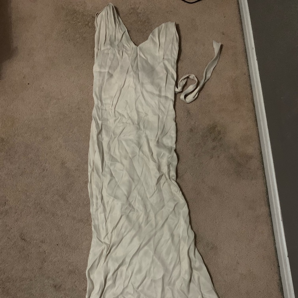 white silk halter dress